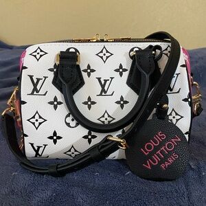 Speedy 20 Spring in the City - White and Black Mini Bag with Pink Accents